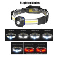 2021 New 7 Light Modes Lightweight 500lumen Super Bright LED Headlights Waterproof Rechargeable Headlamp for camping running